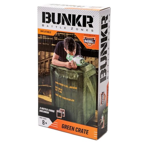 BUNKR -Battle Zones- Green Crate - aufblasbare Grüne Kiste - kompatibel mit Nerf, Laser X, X-Shot und BoomCo von BUNKR