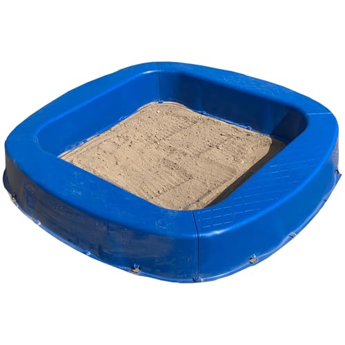 BURI Premium Sandkasten aus Kunststoff 150 x 150 x 20 cm, Blau, Made in Germany – Robuster Buddelkasten für den Garten, Kinderspielzeug zum Buddeln mit Sand oder Kies, sehr stabil & hochwertig von BURI