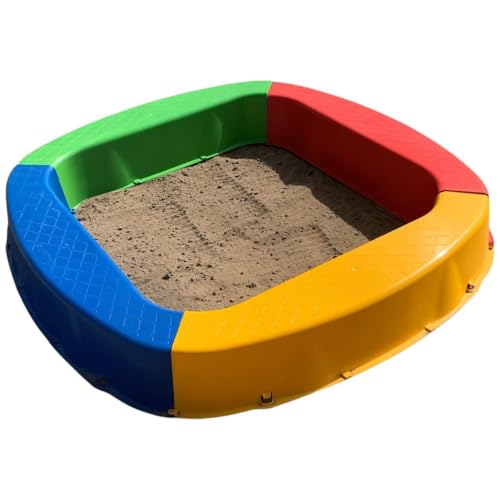 BURI Premium Sandkasten aus Kunststoff 150 x 150 x 20 cm, Bunt, Made in Germany – Robuster Buddelkasten für den Garten, Kinderspielzeug zum Buddeln mit Sand oder Kies, sehr stabil & hochwertig von BURI