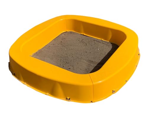 BURI Premium Sandkasten aus Kunststoff 150 x 150 x 20 cm, Gelb, Made in Germany – Robuster Buddelkasten für den Garten, Kinderspielzeug zum Buddeln mit Sand oder Kies, sehr stabil & hochwertig von BURI