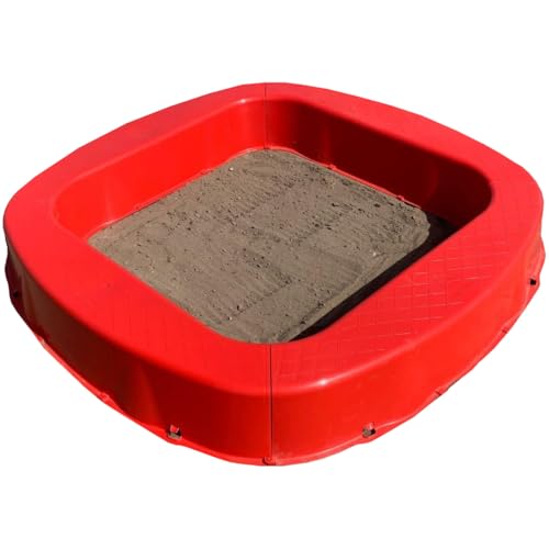 BURI Premium Sandkasten aus Kunststoff 150 x 150 x 20 cm, Rot, Made in Germany – Robuster Buddelkasten für Garten, Kinderspielzeug zum Buddeln mit Sand oder Kies, sehr stabil und hochwertig von BURI