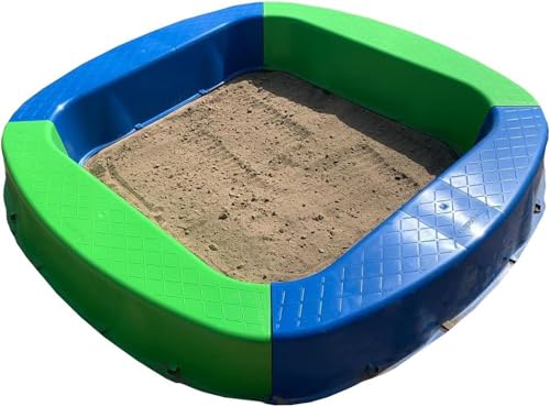 BURI Premium Sandkasten aus Kunststoff 150 x 150 x 20 cm, Grün/Blau, Made in Germany – Robuster Buddelkasten für den Garten, Kinderspielzeug zum Buddeln mit Sand oder Kies, sehr stabil & hochwertig von BURI