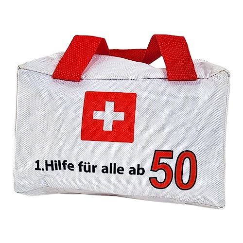 BUSDUGA 4339 Geschenk Tasche 50.Geburtstag, 19x12x8cm, Erste Hilfe Design, Verbandstasche Arzneitasche Spaßgeschenk von BUSDUGA