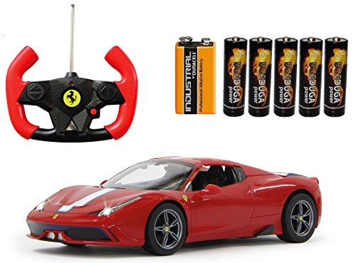 BUSDUGA - RC Ferrari 458 Speciale ferngesteuert - wählbar.: Farbe, Maßstab und Funktion - RTR Ready-to-Run - (Rot 1:14 Verdeck elektrisch) von BUSDUGA