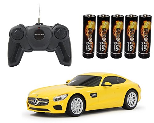 BUSDUGA - RC Mercedes-Benz AMG GT ferngesteuert - wählbar.: Farbe, Maßstab und Funktion - RTR ready-to-run - inkl. Batterien (Gelb 1:24) von BUSDUGA