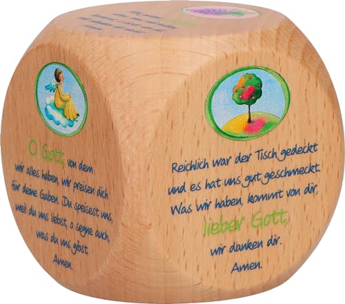 Butzon & Bercker Gebetswürfel mit Tischgebeten – 6 beliebte Kindergebete für gemeinsame Mahlzeiten, liebevoll gestalteter Würfel aus Buchenholz. Ideal als christliches Geschenk von Butzon & Bercker