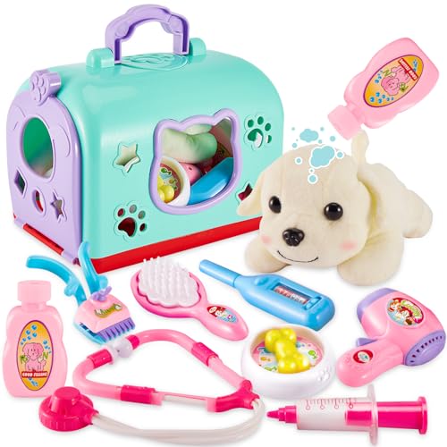 BUYGER 2 in 1 Tierarztkoffer, Tierarzt Spielset, Hundesalon Spielzeug, Arztkoffer Rollenspiel Geschenke für Kinder Junge Mädchen ab 3 4 5 Jahre, Grün BUYGER 2 in 1 Tierarztkoffer, Tierarzt Spielset, Hundesalon Spielzeug, Arztkoffer Rollenspiel Geschenke für Kinder Junge Mädchen ab 3 4 5 Jahre, Grün von BUYGER