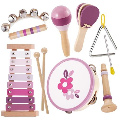 BUYGER Musikinstrumente für Kinder aus Holz ab 1 Jahre, mit Xylophon Schlagzeug, Baby Percussion Instrumente, Montessori Spielzeug Holzspielzeug, Geschenk für Kinder Mädchen 1-3 Jahre BUYGER Musikinstrumente für Kinder aus Holz ab 1 Jahre, mit Xylophon Schlagzeug, Baby Percussion Instrumente, Montessori Spielzeug Holzspielzeug, Geschenk für Kinder Mädchen 1-3 Jahre von BUYGER