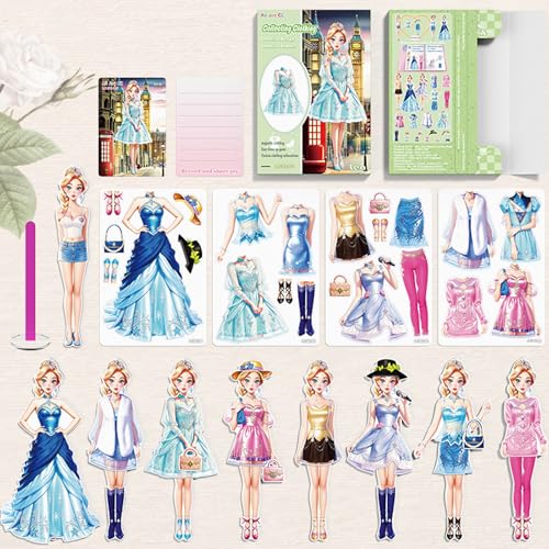 BVI BOOMERVIVI Magnetische Anzieh-Puppen, Anzieh-Papierpuppen für Mädchen Alter 3+, Hübsche Prinzessin-Spiel-Papierpuppen Anzieh-Spielzeug-Set (Prinzessin Lea Set) von BVI BOOMERVIVI