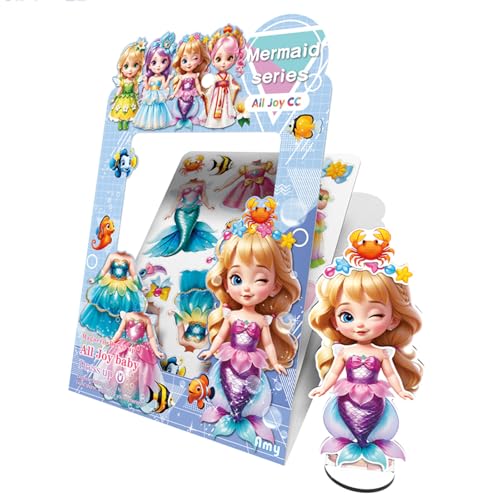 Magnetische Anziehpuppen, Magnetische Anziehpuppen Set mit magnetischen Anziehpuppen und Mädchen Kostüme, Kleinkind Mädchen Spielzeug für Mädchen Alter 3+ Pflege Kreativität (Mermaid Serie) von BVI BOOMERVIVI