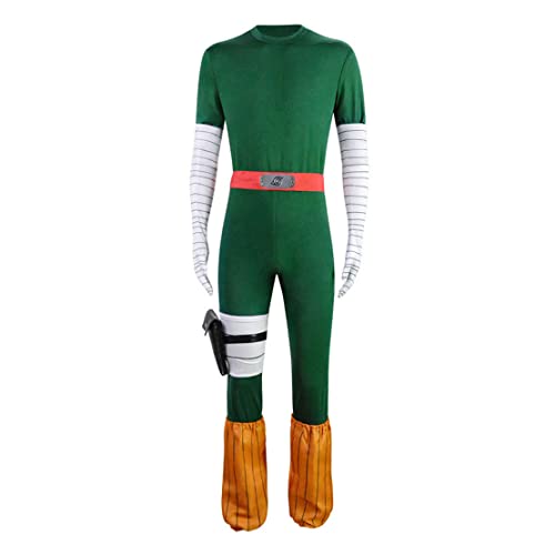 BVMPRS Anime Rock Lee Cosplay Kostüm Grüner Overall Halloween Kompletter Satz Für Männer,Green-3XL von BVMPRS