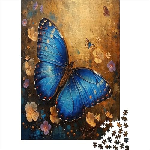 Blue Schmetterling 1000 Stück Puzzles Für Erwachsene Teenager Stress Abbauen Familien-Puzzlespiel Mit Poster in 1000-teiliges Puzzle Kinder Lernspiel Spielzeug Geschenk Puzzel 1000pcs (75x50cm) von BXYAFEKUD