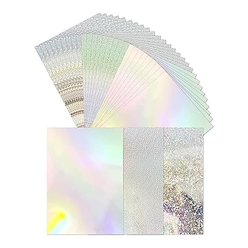 BYCUFF 30 Stück Metallischer Holografischer Karton, Glänzend, Fluoreszierend, Dicker A4-Karton für Kartenherstellung, Scrapbooking von BYCUFF