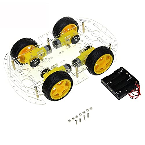 BYCUFF DIY Robot Chassis Kit für Antrieb Controller Board Schritt Motor Geschwindigkeit Encoder, 4 und Batterie Box von BYCUFF