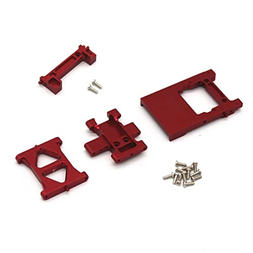 BYCUFF Metall-Servohalterungen Skid Plate QuerträGer HeckstoßStangenhalterung für 1/18 FMS RC Car Upgrades Parts,Red von BYCUFF