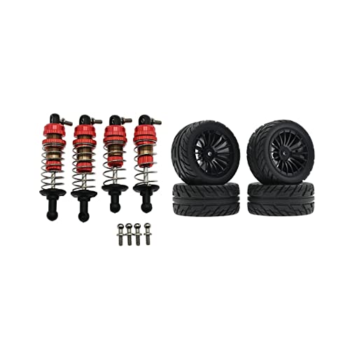 BYCUFF Metall-StoßDäMpfer und Gummireifen-Set für SG1603 SG1604 SG1605 UD1601 UD1602 UD1603 1/16 RC-Autoteile, Schwarz von BYCUFF