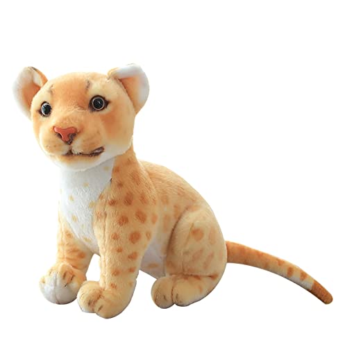 23cm Löwe Kuscheltier, Realistische Löwe Tiger Schwarzer Panther Plüschtier Baby Plüsch Puppe Stofftier Tiger Plüschtier Tiger Baby Plüschfigur Plüschspielzeug Geschenk für Kinder Jungen Mädchen von BYNYXI