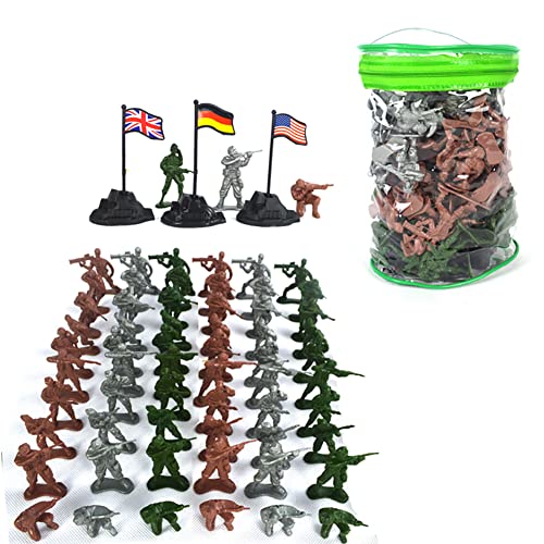 BYNYXI 100 Stück Spielfiguren Set von Armee Soldaten Figuren, Kunststoff Armee Soldaten Figuren Militärischen Mini Soldatenfiguren Flugzeuge Spielfiguren Militärspielset für Kinder Jungen Geschenk von BYNYXI