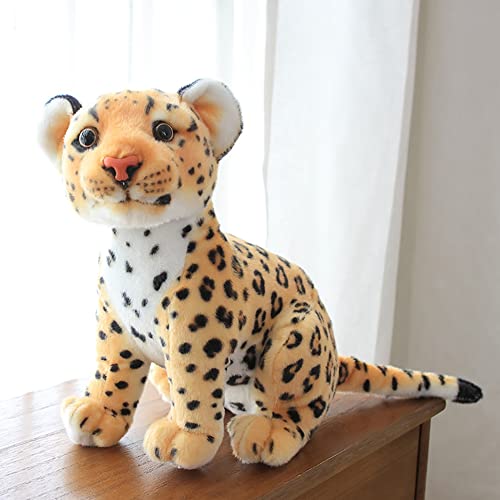 BYNYXI 33cm Plüschtier Leopard, Realistische Löwe Tiger Schwarzer Panther Schneeleopard Plüschtier Baby Stofftier Leopard Kuscheltier Leopard Weiche Plüschspielzeug Geschenk für Kinder Jungen Mädchen von BYNYXI