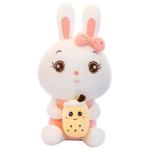 BYNYXI 70cm Kawaii Kaninchen Plüschtier, Milchtee Hase Plüschtier Stofftier Bubble Tea Plüschtier Süße Kaninchen Plüsch Spielzeug Tier Wurfkissen für Kinder Mädchen Geburtstag Weihnachten Gechenk von BYNYXI