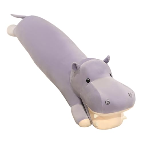 BYNYXI 88cm Lange Süße Hippopotamus Plüschtier Kuscheltier Schlafkissen Wurfkissen Sofakissen Seitenschläferkissen Super weiche Stofftier Spielzeug Lila von BYNYXI