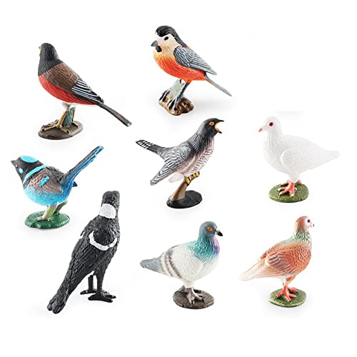 BYNYXI 8er Set Realistische Vogel Modell, Kunststoff Modell Vogel Figuren Miniatur Simulation Vogel Papagei Flamingo Vogel Geburtstag Kuchen Spielzeugfiguren Lernspielzeug für Kinder Jungen Mädchen von BYNYXI