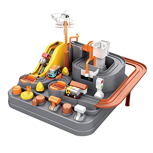 Abenteuer Autopark Spielzeug für Kinder Track Cars Abenteuer City Rescue Car Adventure Track Autobahnen Abenteuer Vorschule Lernspielzeug für Kinder Jungen Mädchen ab 3 4 5 6 7 Jahre (Orange) von BYNYXI