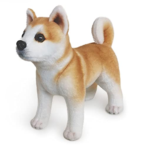 BYNYXI Akita Hund Kuscheltier Stehende 30cm, Stofftiere Hund Husky Akita Hund Lebensecht Braun Grau Plüsch Puppe Hund Plüschhusky Plüschtier Stofftier Spielzeug für Kinder Jungen Mädchen Geschenk von BYNYXI