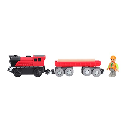 BYNYXI Elektrischer Zug Holzeisenbahn, Eisenbahn Elektrische Lok Kinder Holzeisenbahn Zug Mini Lokomotive Zug Batteriebetriebener Zug Kompatibel mit Holzschiene Spielzeug für Kinder Junge Mädchen von BYNYXI