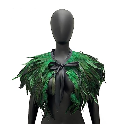 BYNYXI Feder Achselzucken Damen, Gotische Feder Cape Schal Choker Kragen Maleficent Kostüm Damen Federschal Halloween Shrug Poncho Kragen Natürlich Feder Federumhang Halloween Cosplay Cape Schal von BYNYXI