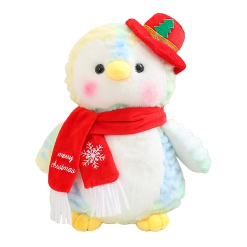 BYNYXI Gefüllte Pinguin Puppe Weihnachten, Pinguin Stofftier Plüschtier, Kuscheltier Plüschpuppen Pinguin, Gefüllte Tiere Spielzeug mit rotem Hut Home Dekoration für Kinder Geschenke 26CM von BYNYXI