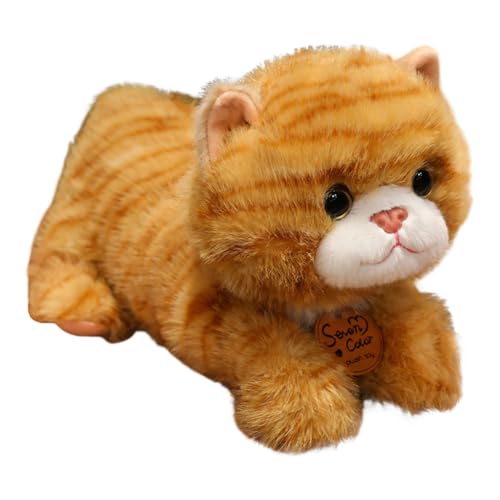 BYNYXI Gestreifte Katze Plüschtier Kawaii Katze Kuscheltier Stofftiere Realistische Katze Spielzeug, Simuliertes Tier Katze Plüschtier für Wilde Tiere, Geschenk für Freunde und Kinder von BYNYXI