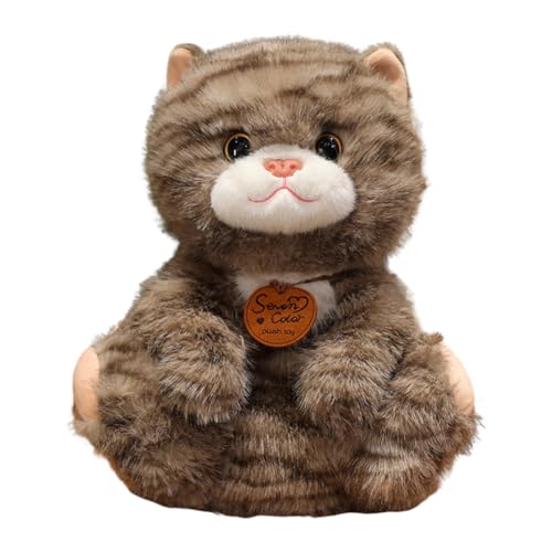 BYNYXI Gestreifte Katze Plüschtier Kawaii Katze Kuscheltier Stofftiere Realistische Katze Spielzeug, Simuliertes Tier Katze Plüschtier für Wilde Tiere, Geschenk für Freunde und Kinder25/35CM von BYNYXI