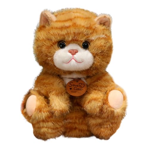 BYNYXI Gestreifte Katze Plüschtier Kawaii Katze Kuscheltier Stofftiere Realistische Katze Spielzeug, Simuliertes Tier Katze Plüschtier für Wilde Tiere, Geschenk für Freunde und Kinder25/35CM von BYNYXI