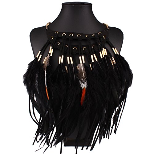 BYNYXI Hippie Indianer Stirnband Feder, Stirnbänder Damen Zigeunerfeder Stirnband Stirnband Quaste Hippie Boho Maskerade Federschmuck Böhmische Kopfschmuck für Halloween Karneval Weihnachten von BYNYXI