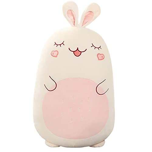 BYNYXI Kaninchen Plüsch Kissen, 45cm Niedliche Kaninchen Umarmungskissen Cartoon Schwein Braunbär Pinguin Kuscheltier Tier Dekokissen Weiche Lange Schlafkissen für Mädchen Jungen Kinder Geschenk von BYNYXI