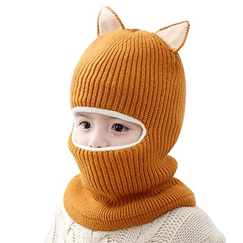 BYNYXI Kinder Wintermützen, Niedliche Fuchs Baby Schalmütze Schlupfmütze Kinder Jungen Mädchen Gestrickte Mützen Warm Fleece Mütze Beanie Mütze Kindermütze Strickmütze für Kleinkind 1-5 Jahre von BYNYXI