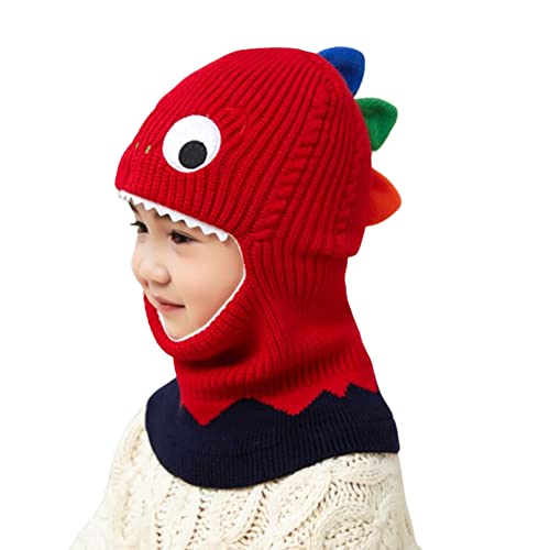 BYNYXI Kinder Wintermützen Dinosaurier, Niedliche Schalmütze Schlupfmütze Kinder Jungen Mädchen Gestrickte Mützen Warm Fleece Mütze Beanie Mütze Kindermütze Loop Schals für Kleinkind 1-5 Jahre von BYNYXI