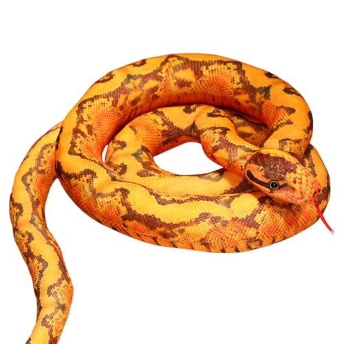 BYNYXI Plüschtiere Python, 110cm Realistische Plüschschlange Große Schlange Kuscheltier Flexibel und Schrecklich Schlange Prank Stofftier Plüsch Spielzeug Geschenke für Kinder Halloween Zubehör von BYNYXI