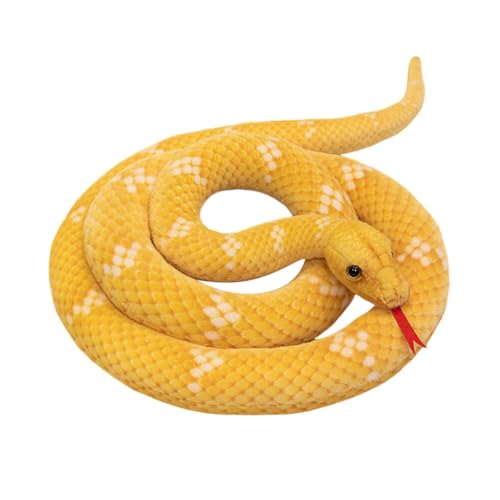 BYNYXI Plüschtiere Python, 200cm Realistische Plüschschlange Große Schlange Kuscheltier Flexibel und Schrecklich Schlange Prank Stofftier Plüsch Spielzeug Geschenke für Kinder Halloween Zubehör von BYNYXI