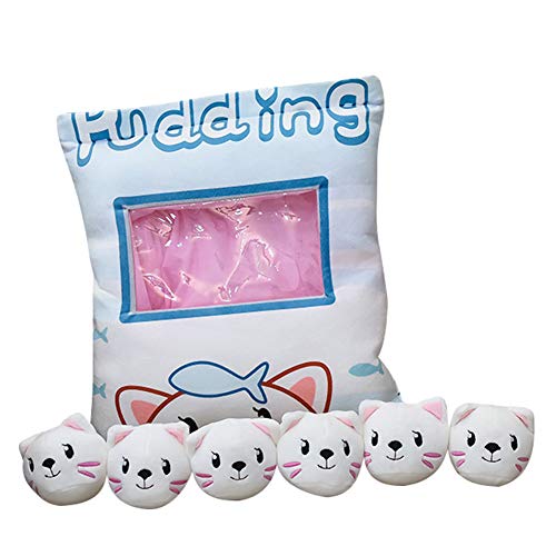 BYNYXI Snack Kissen Kuscheltier Pudding, 8 Stück kleine Katze Pudding Stofftier Abnehmbare Katze Schweinchen Kitty Cat Niedliche Snack Kissen Plüsch Spielzeug für Kinder Jungen Mädchen Geschenk von BYNYXI