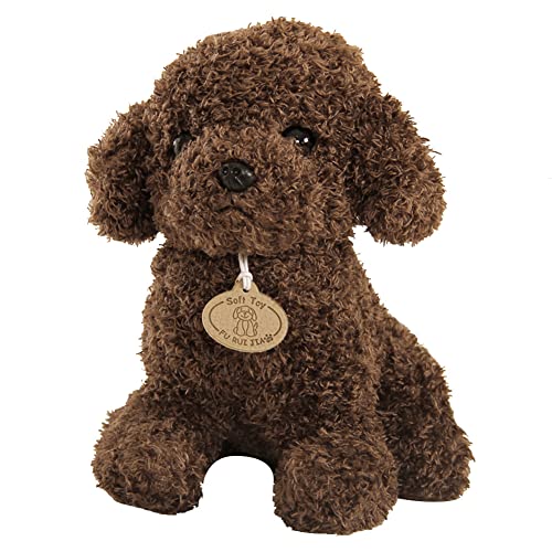 BYNYXI Teddy Hund Plüschtier, 25cm Realistische Plüschhund Wie Echte Stoffhund Kuscheltier Klein Sitzende Hund Labradoodle Stofftier Gefüllte Hundpuppe Welpenspielzeug Geschenk für Kinder Erwachsener von BYNYXI