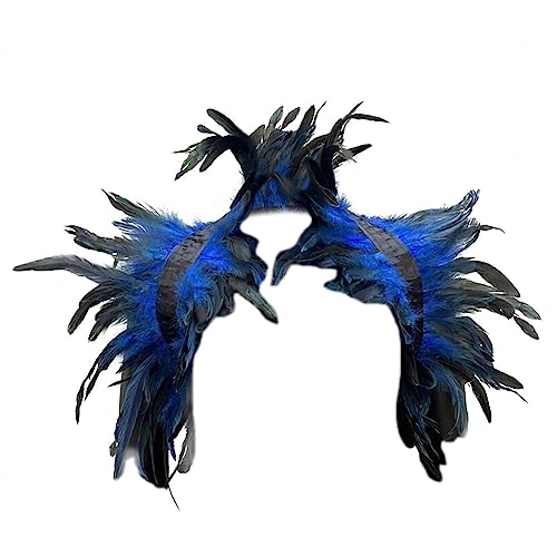 Feather Shawl Feather Cloak Fluffy Feather Cape Shoulder Costume Stage Performance Model Walk Feather Shawl Photo Prop Cosplay Party Clothing Decoration Royal Blue von BYNYXI