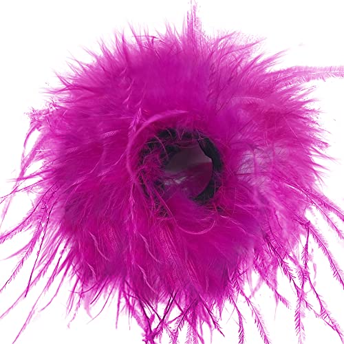 Feder Manschetten Damen, Flauschige Straußenfeder Federschlagarmbänder Handgelenk Haarschmuck Natürliche Handgelenkmanschetten Federn Armband zum Halloween Kostüm Karneval Cosplay Party, 1 Stuck von BYNYXI