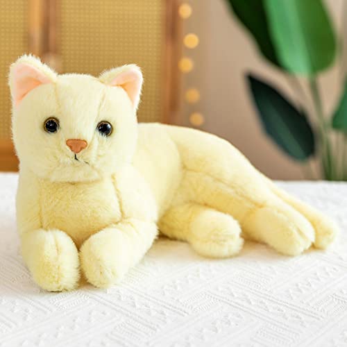 Katze Kuscheltier echt, 30cm Plüsch Katze Liegend Stofftier Katze Lebensecht Katze Plüschtier Püppchen Realistische Katze Kuscheltier Weiche Plüsch Kätzchen Spielzeug für Kinder Geburtstagsgeschenk von BYNYXI