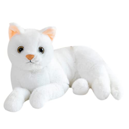 Katze Kuscheltier echt, 30cm Plüsch Katze Liegend Stofftier Katze Lebensecht Katze Plüschtier Püppchen Realistische Katze Kuscheltier Weiche Plüsch Kätzchen Spielzeug für Kinder Geburtstagsgeschenk von BYNYXI