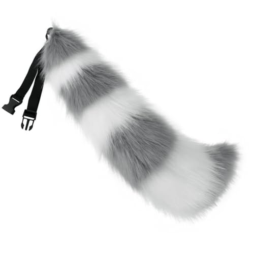 Katzenschwanz Cosplay, 65cm Langer Tierschwanz Anime Cosplay Kostüm Fuchsschwanz Plüsch Furry Fox Wolf Tail Cosplay Kostüm für Halloween Weihnachten Festival Geburtstag Party Favors Rollenspiel von BYNYXI