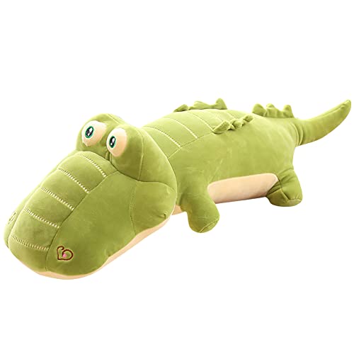 Krokodil Kuscheltier, 40cm Liegend Plüschkrokodil Grün Krokodilkissen Plüschtier Puppe Groß Krokodil Stofftier Riesen Kuscheltier Weiche Stofftiere Plüsch Spielzeug für Junge Mädchen Geschenk von BYNYXI