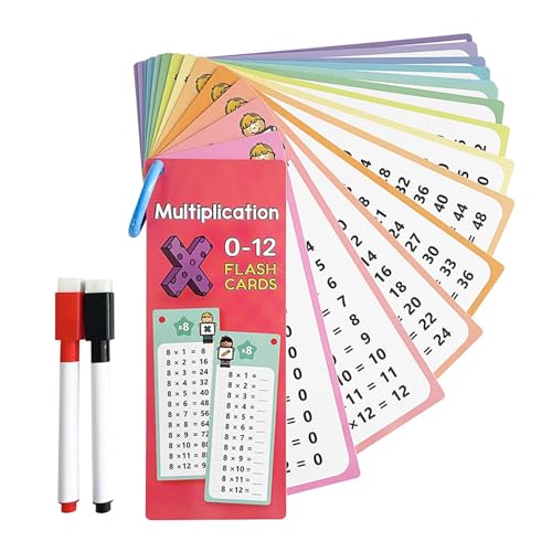 BYYLECL Mathematik-Lernkarten mit 2 trocken abwischbaren Markern, elementare Mathematik-Übung, Lernen, Multiplikation oder Zeittabellendiagramm für Klassenzimmer, Zuhause, Spaß, Mathematik-Spiele, von BYYLECL