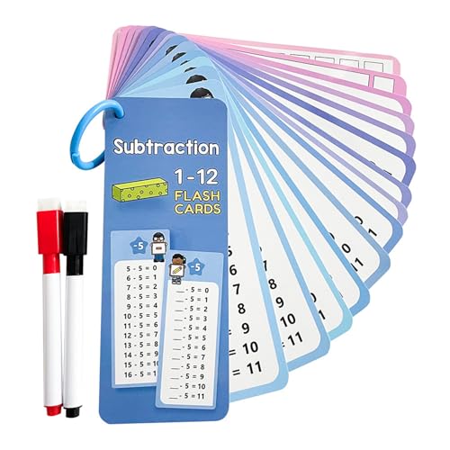 BYYLECL Mathematik-Lernkarten mit 2 trocken abwischbaren Markern, elementare Mathematik-Übung, Multiplikation oder Zeittabellendiagramm für Klassenzimmer, Zuhause, Spaß, Mathematik-Spiele, von BYYLECL